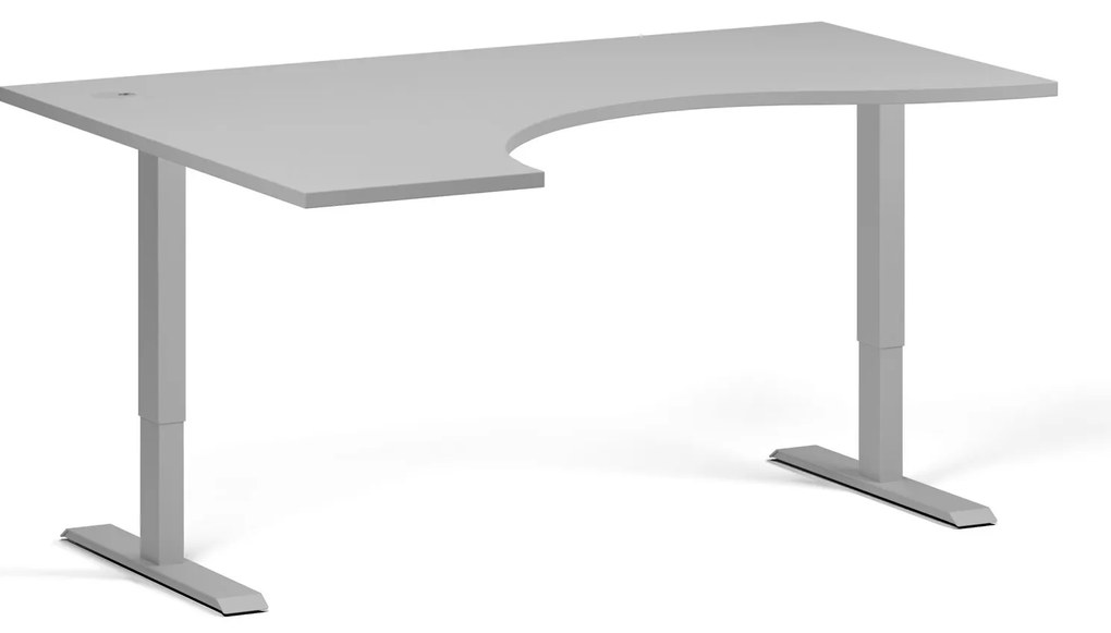 Ergonomiczne biurko z regulacją wysokości, 160x120 cm, 2 silniki, L/P, szara podstawa, szary