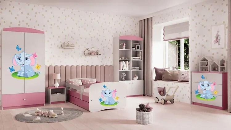 Łóżko dla dziewczynki z szufladą Rostok 2X mix 80x160 - różowe