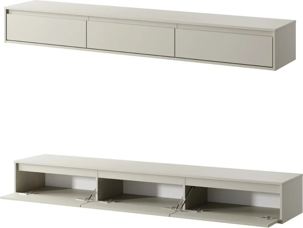 Kaszmirowa szafka RTV Silk szer. 200 cm, wisząca