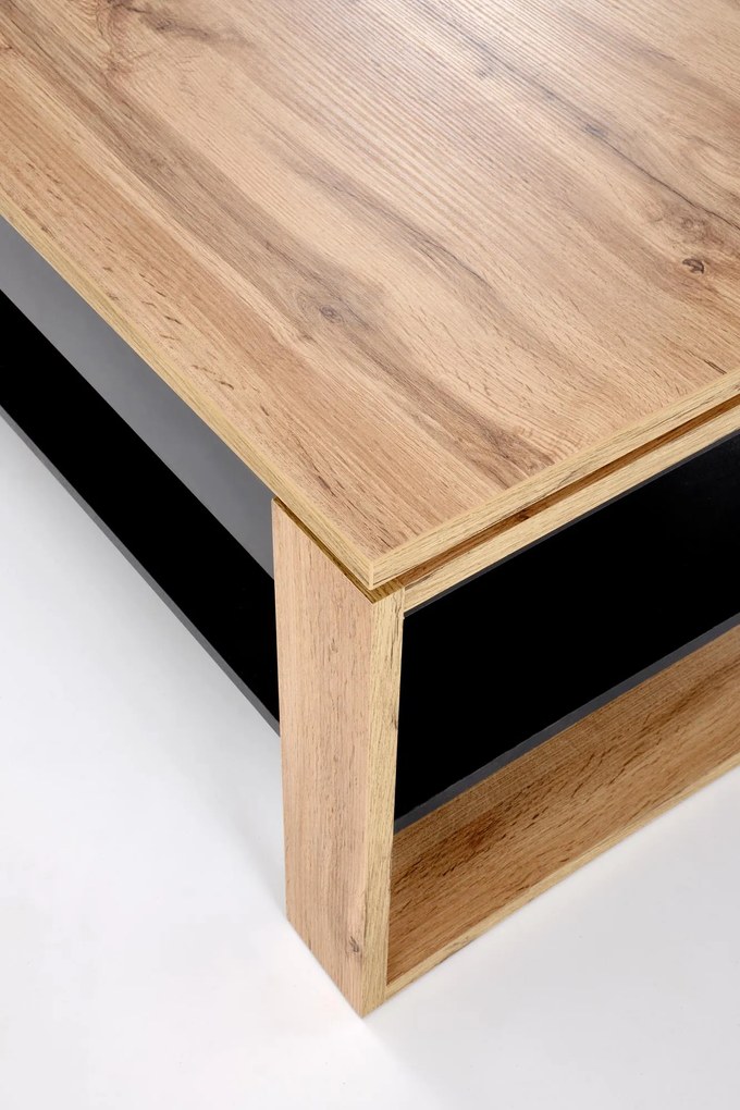 Rozkładany ławostół podnoszony blat dąb artisan/biała 120/65-92/50-72 BETTY