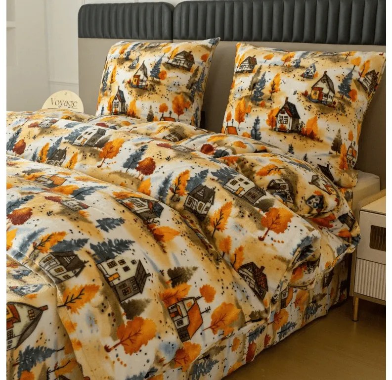 PrzytulneMieszkanie.pl PrzytulneMieszkanie.pl Pościel z mikropluszu AUTUMN VILLAGE kolorowa Rozmiar pościeli: 2 szt 70 x 90 cm | 200 x 220 cm