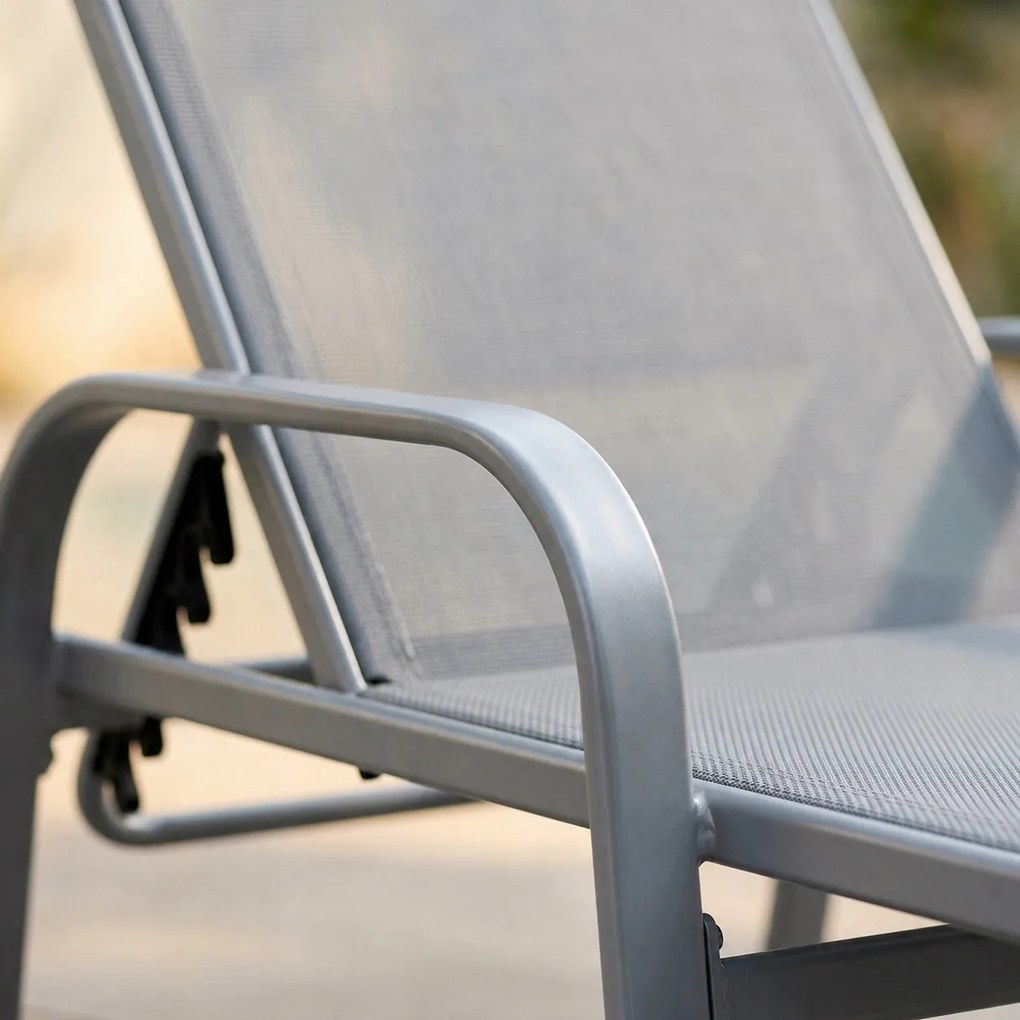 Leżak ogrodowy basenowy Summer regulowany, kolor szary