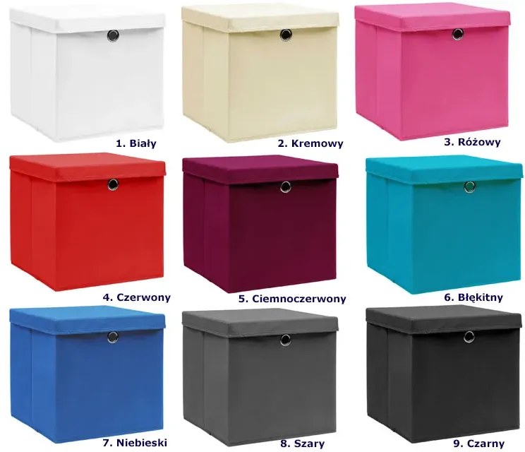 Zestaw 4 czerwonych pudełek z pokrywami A4-B14