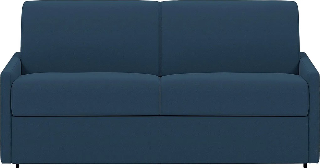 Kanapa 4-osobowa rozkładana typu express z granatowej tkaniny z siedziskiem z pianki z pamięcią kształtu - Pow. spania 160 cm - Materac 22 cm z pianki i pamięciowej CALIFE