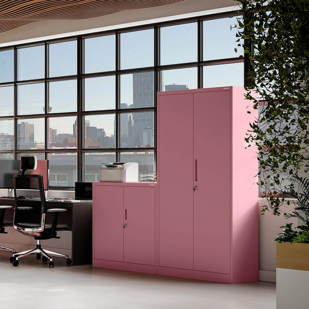 Szafa biurowa na dokumenty pudrowy róż: Fresh Style JAN, 900 x 1850 x 400 mm