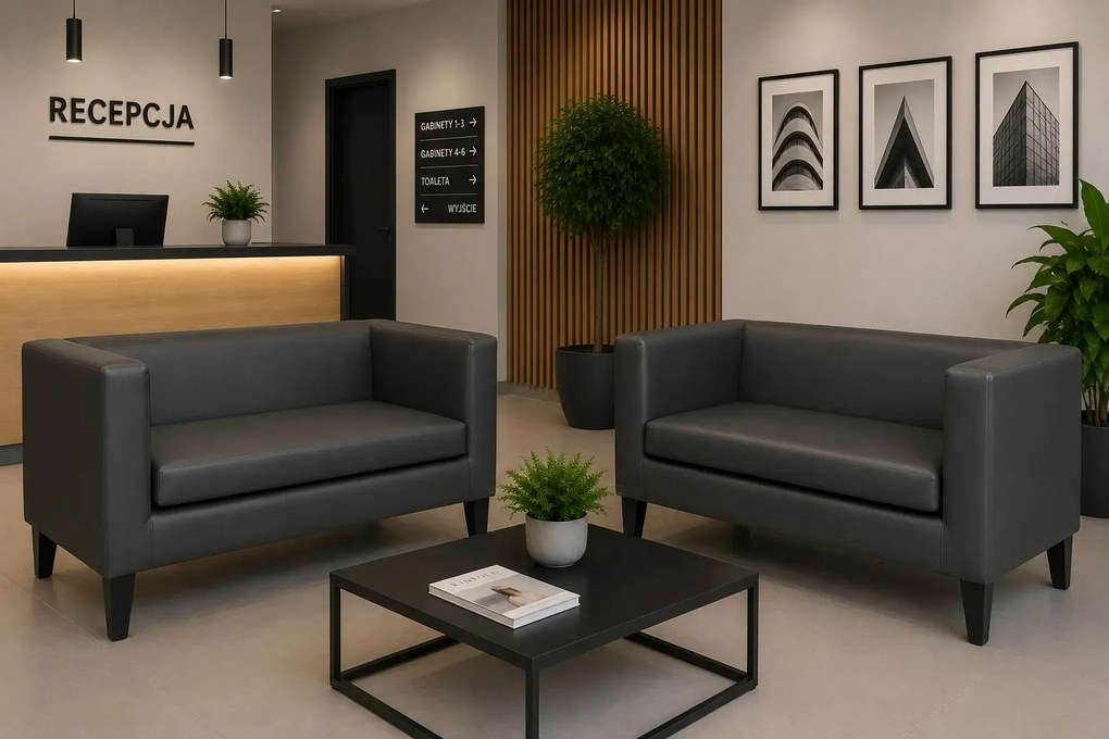 Sofa Monaco : Kolor nogi - Venge, Kolor tkaniny - EKO-SKÓRA - 23D, Typ tkaniny - Eko-skóra , Wysokość nogi - 20 cm