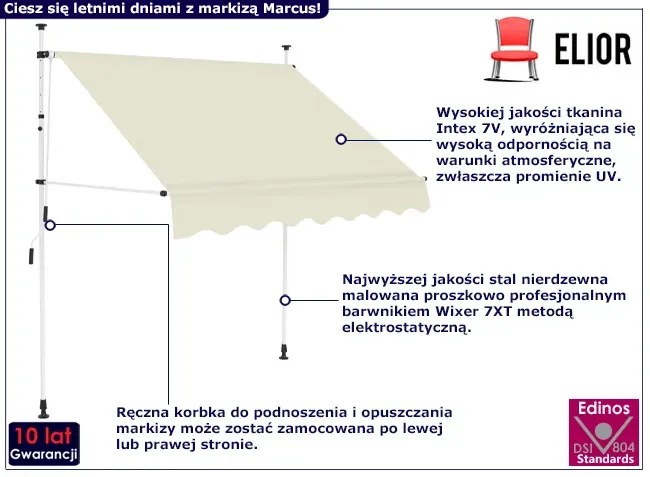 Kremowa markiza tarasowa - Riki