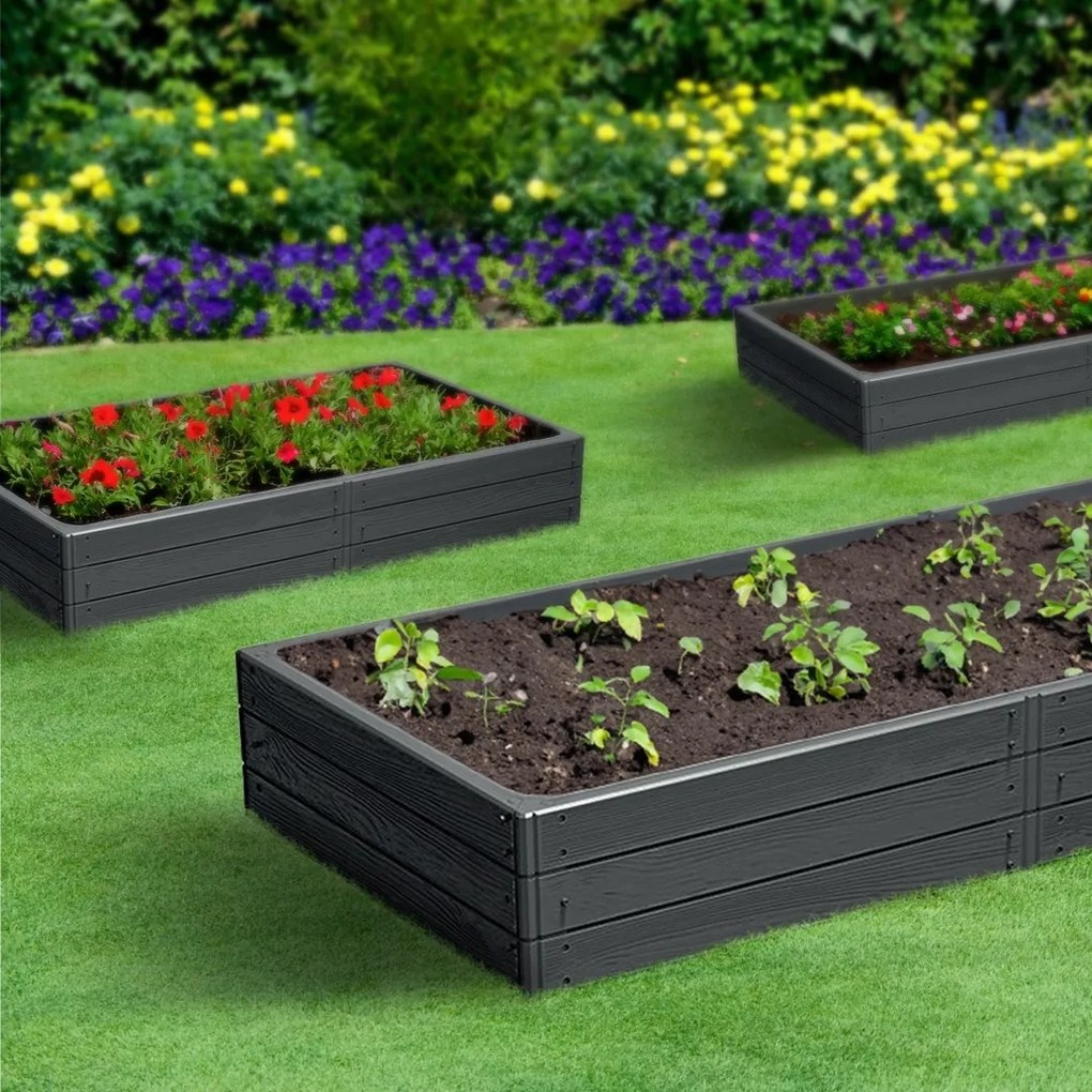 Prosperplast Podwyższona grządka WOODY 149x75,6x25cm, antracytowa