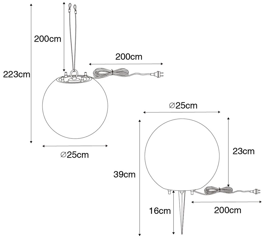 Zewnetrzna Nowoczesna wisząca lampa zewnętrzna, szara, 25 cm, IP44 - Nura Nowoczesny Oswietlenie zewnetrzne