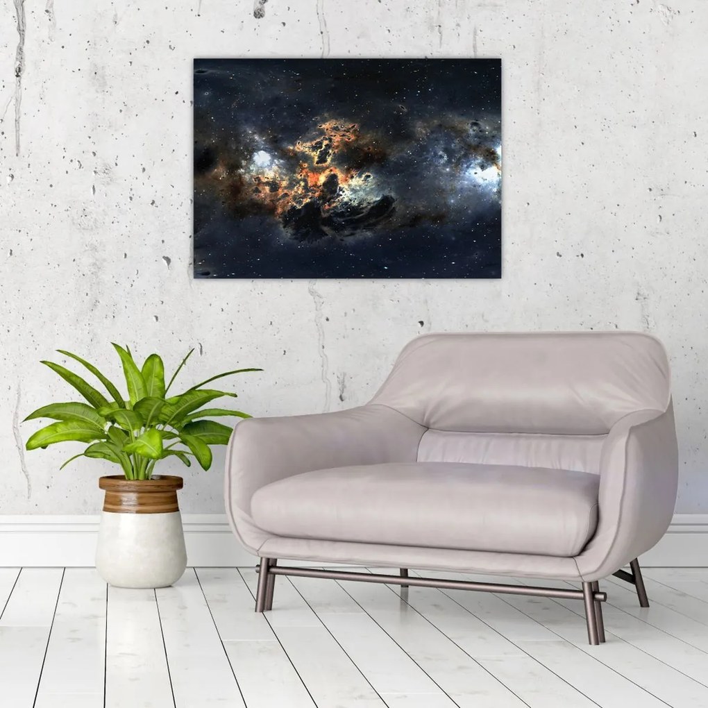 Obraz na szkle - Wszechświat z mgławicą (70x50 cm)