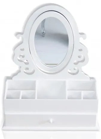 Toaletka z serii Romantic, przegrody, lustro, matowa biel.