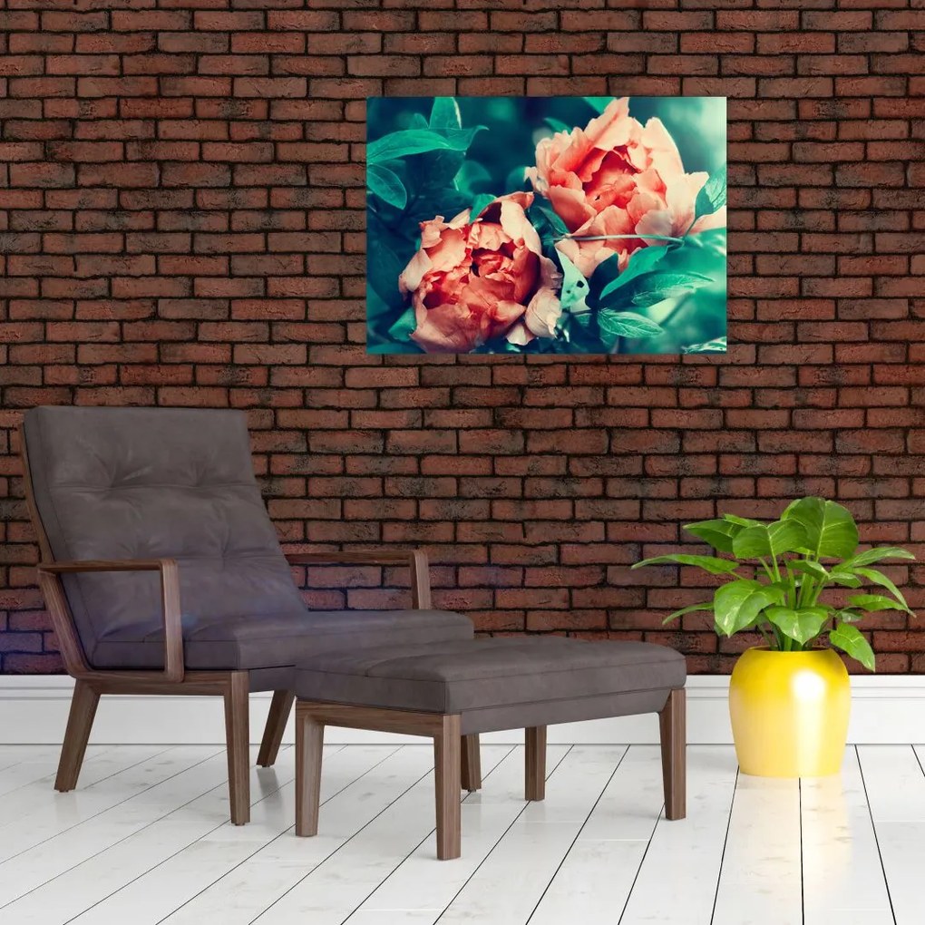 Obraz na szkle wiosennych kwiatów (70x50 cm)