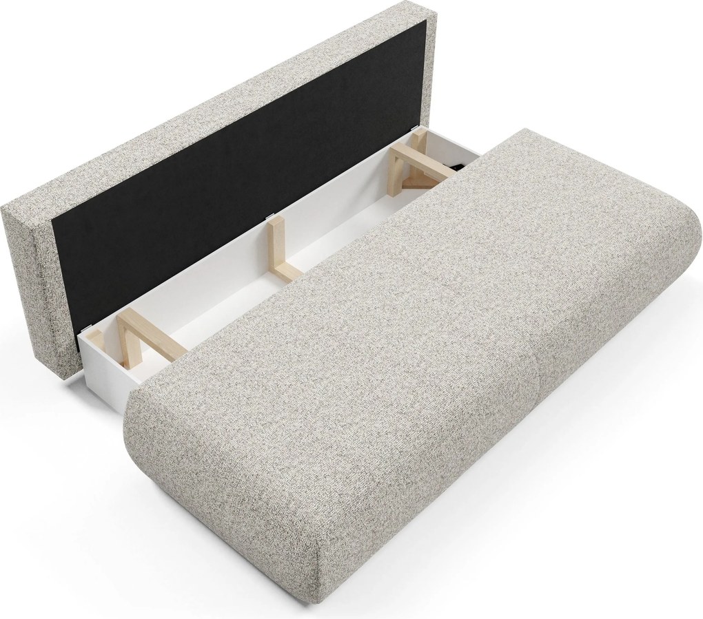 Masseno Sofa DELTA z funkcją spania i pojemnikiem na pościel, Rozkładana sofa - Jasnoszary, PUENTE 09