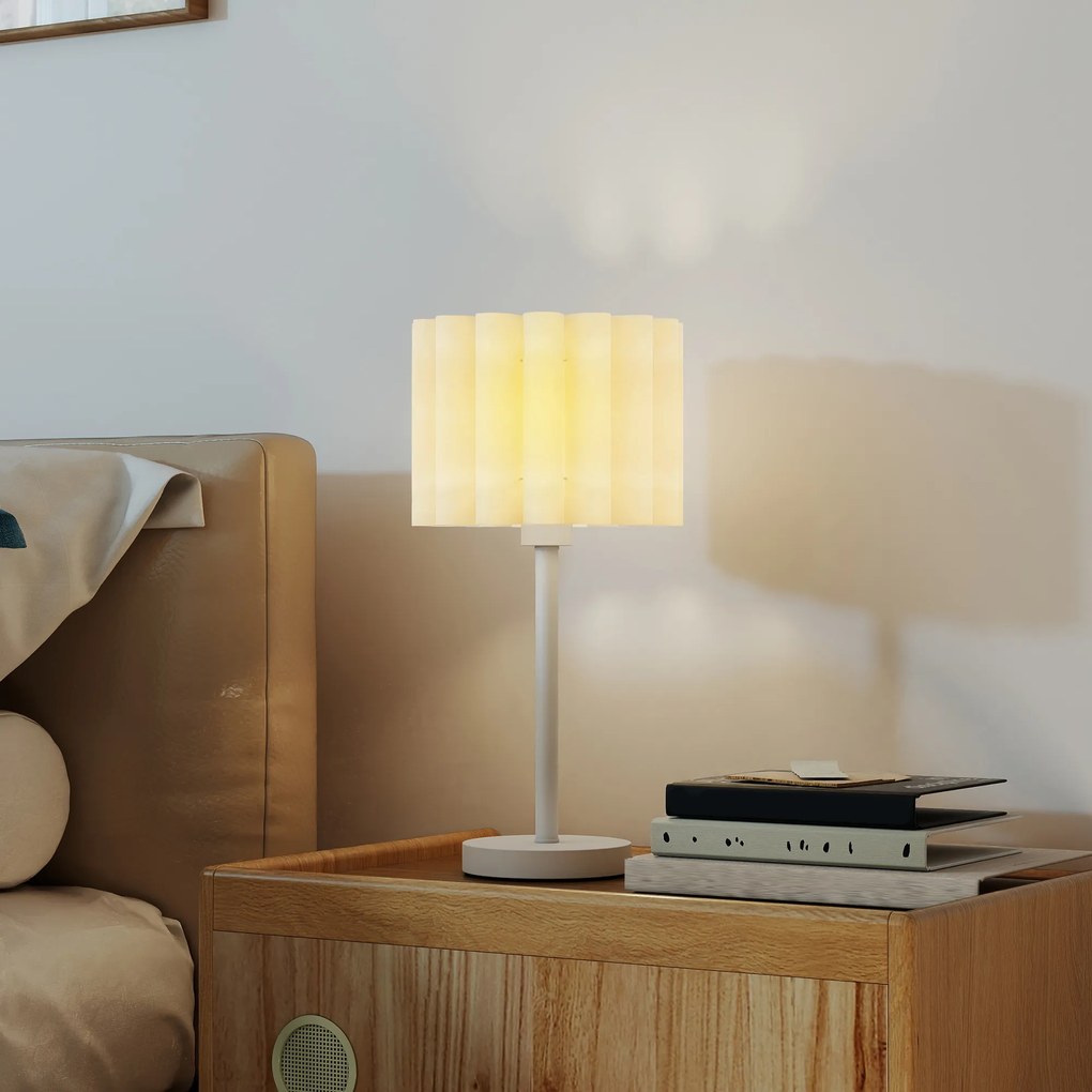 HOMCOM Lampa biurkowa w stylu retro, Lampa nocna, Plastikowy klosz, Przełącznik, Biała