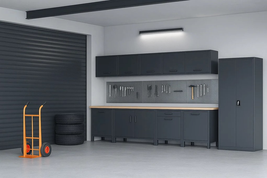 Metalowa szafa warsztatowa Bruno 92x50x185 cm, antracyt