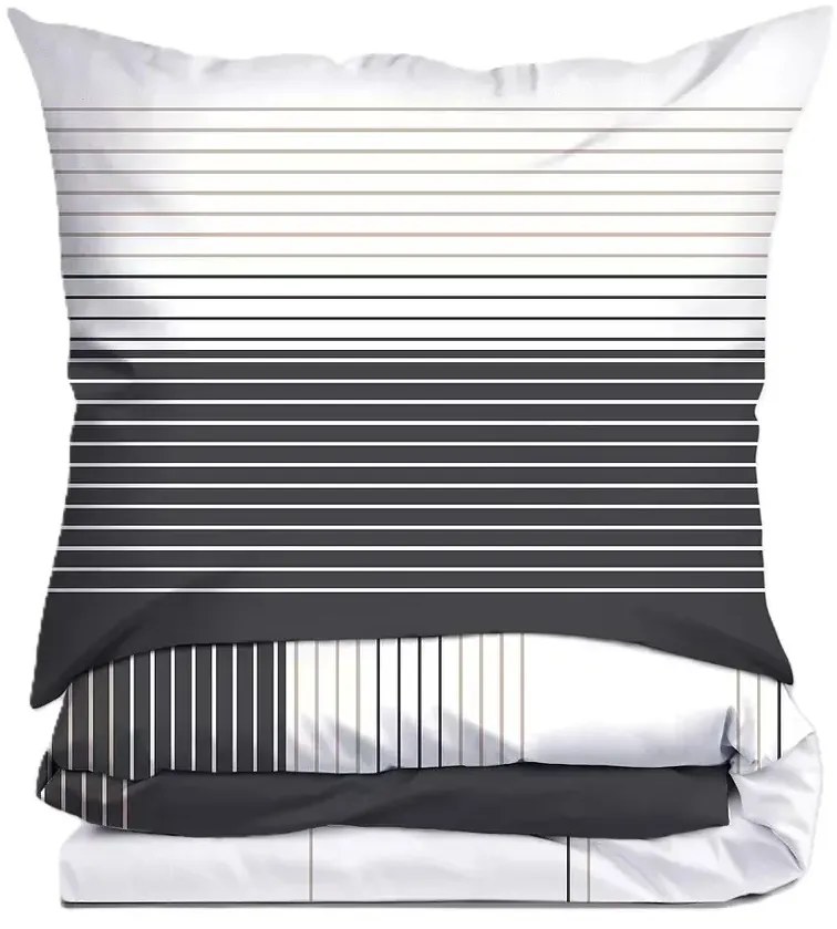 Pościel Bawełniana Greno Premium Bianco Nero 200x220 Czarna GRENO