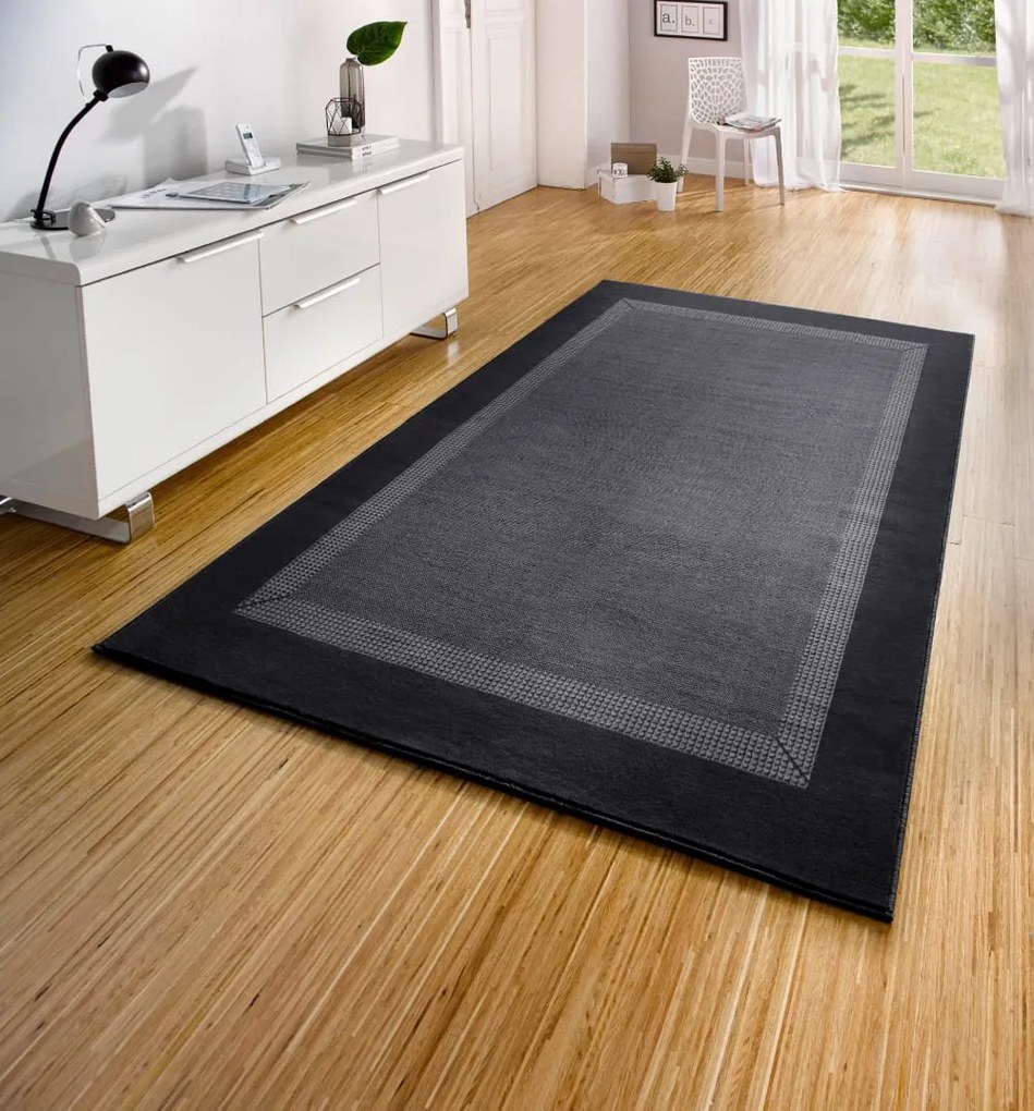 Dywan nowoczesny Basic czarno-szary 120 cm x 170 cm