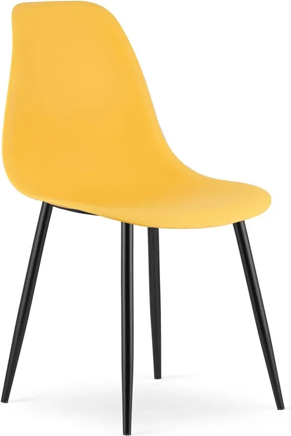Musztardowe krzesło plastikowe do stołu kuchennego N2-F73