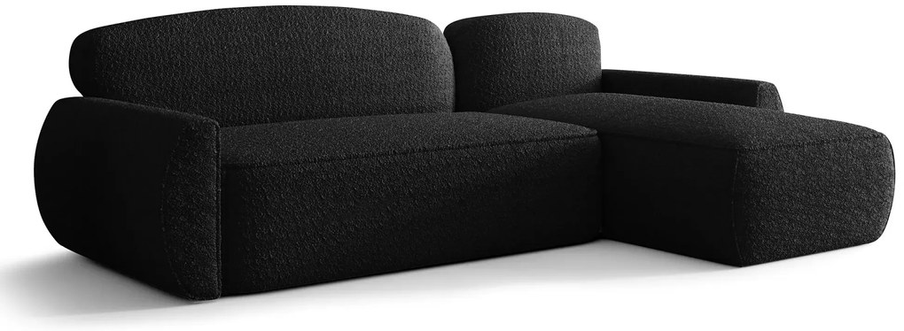 Czarny nowoczesny narożnik z pojemnikiem E6-W10