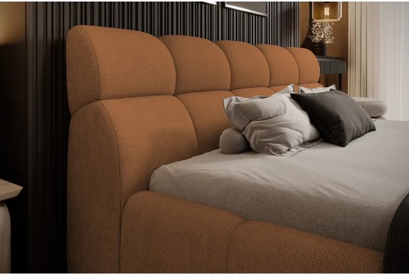 Łóżko GIULIA tapicerowane z pojemnikiem na pościel kolor Pomarańczowy WERSAL