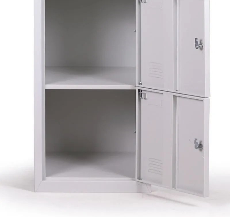 Szafka skrytkowa S2, 5 schowków, 1820 x 380 x 500 mm, demontaż, zamek cylindryczny, drzwi szare