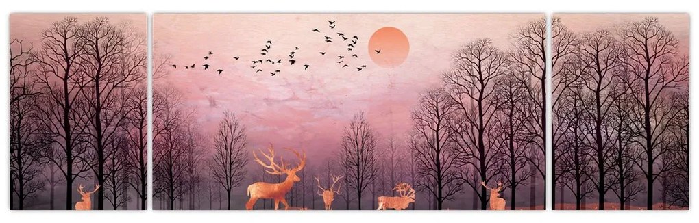 Zdjęcie - Jeleń w blasku zachodzącego słońca (170x50 cm)