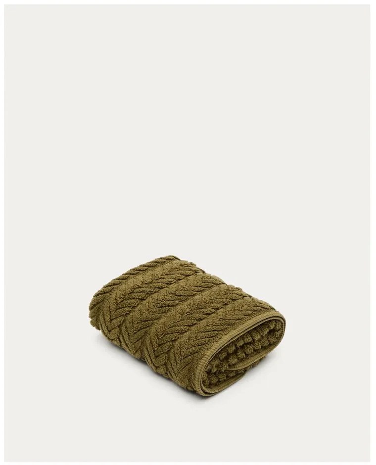 Zielony bawełniany ręcznik frotte 50x90 cm Rune – Kave Home