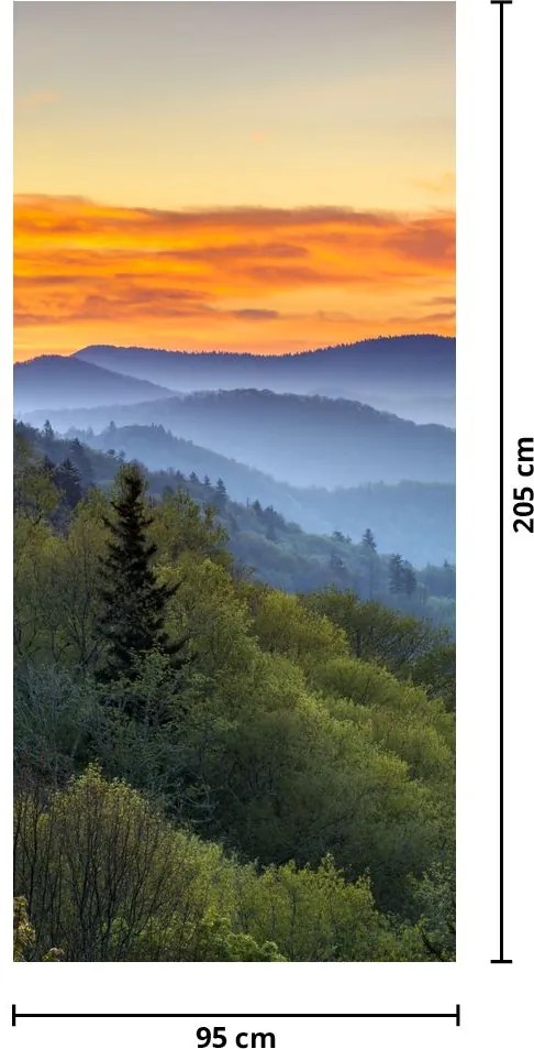 Fototapeta na drzwi - Czewrone chmury w górach (95x205cm)