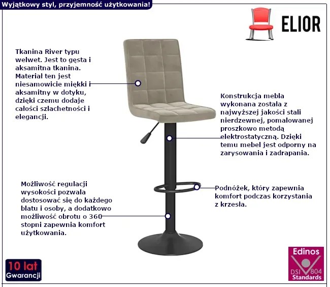 Zestaw dwóch jasnoszarych hokerów z oparciem A6-K23