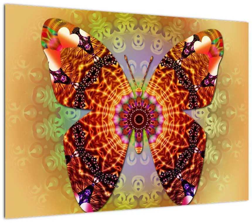 Obraz na szkle - Etno motyl (70x50 cm)