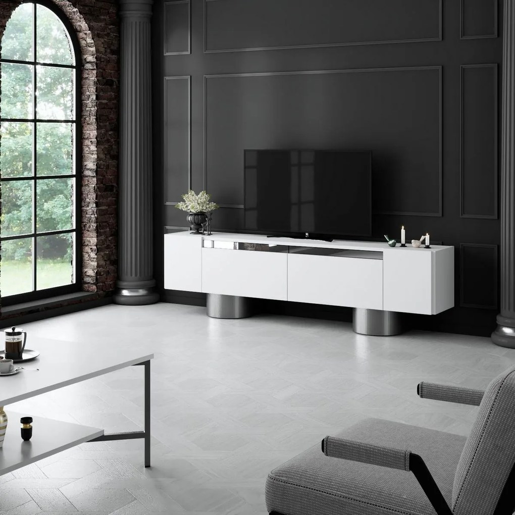 Stolik pod telewizor Bohem White and Silver