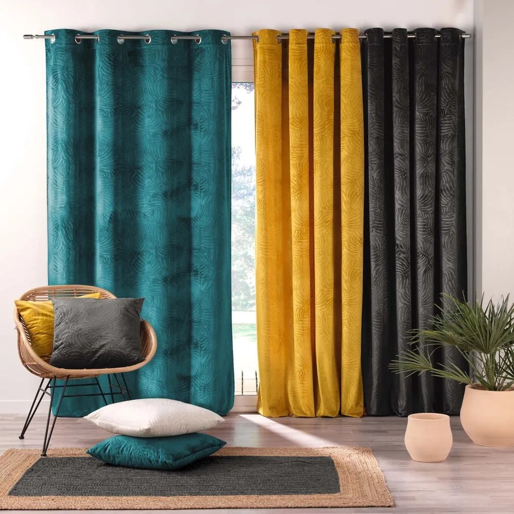 Żółta aksamitna zasłona 140x240 cm Analia – douceur d'intérieur