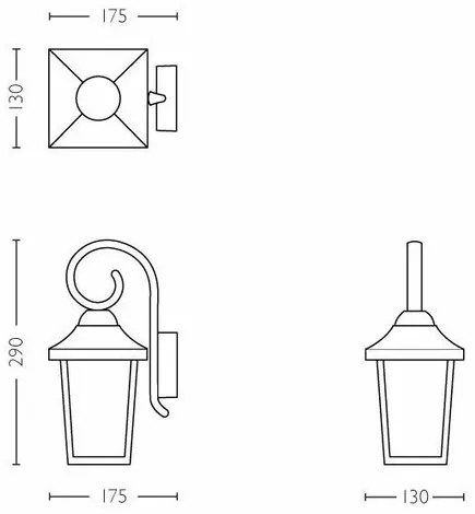 Philips 17236/30/PN Lampa ścienna zewnętrzna Buzzard 1x E27 60 W bez zasilacza IP44, czarny