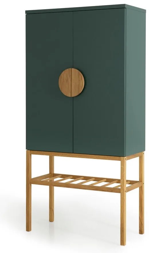 Zielona komoda z nogami z drewna dębowego Tento Scoop, wys. 162 cm