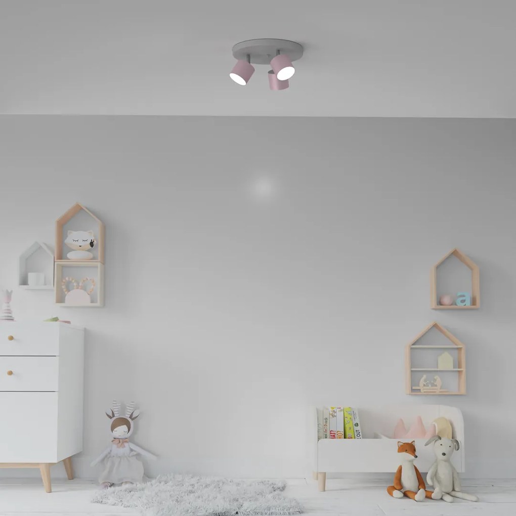 Lampa sufitowa DIXIE PINK 3xGX53, potrójna, na kole, kierunkowa, różowa