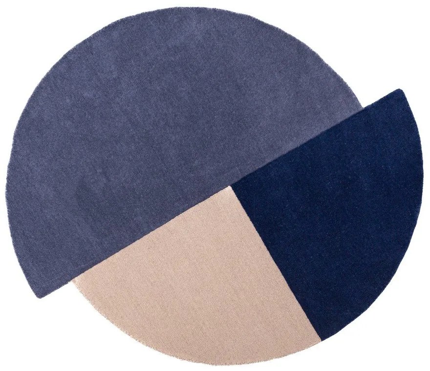 Niebieski wełniany okrągły dywan tkany ręcznie ø 200 cm Mia Segment – Flair Rugs