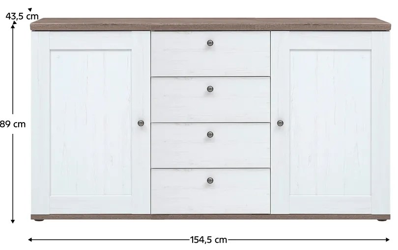 Komoda TEINA 2D4S, sosna canyon