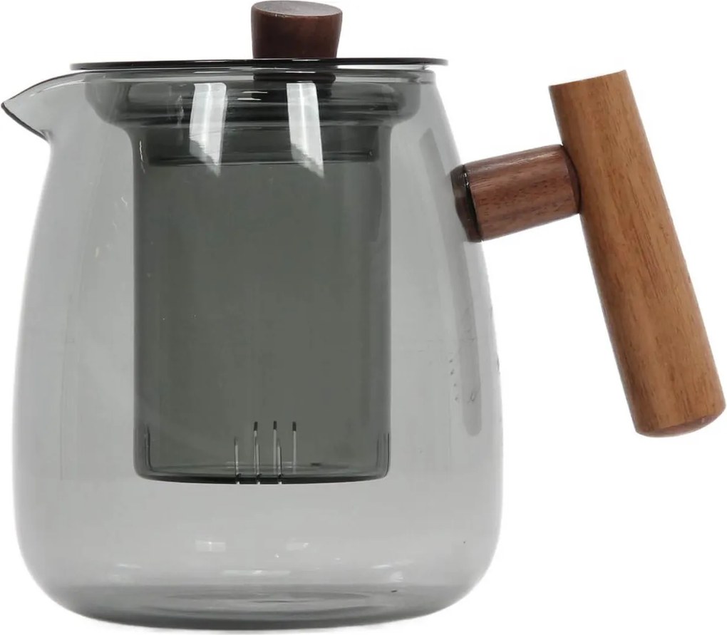 Dzbanek do zaparzania z szarego szkła TWISTED LIME, 800 ml