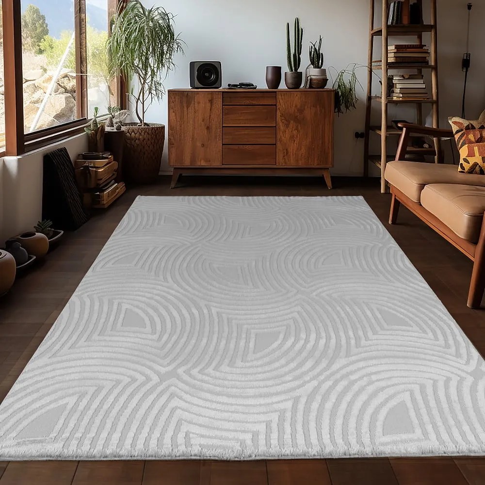 Dywan 3D nowoczesny Sahara Geometria szary 200 cm x 290 cm