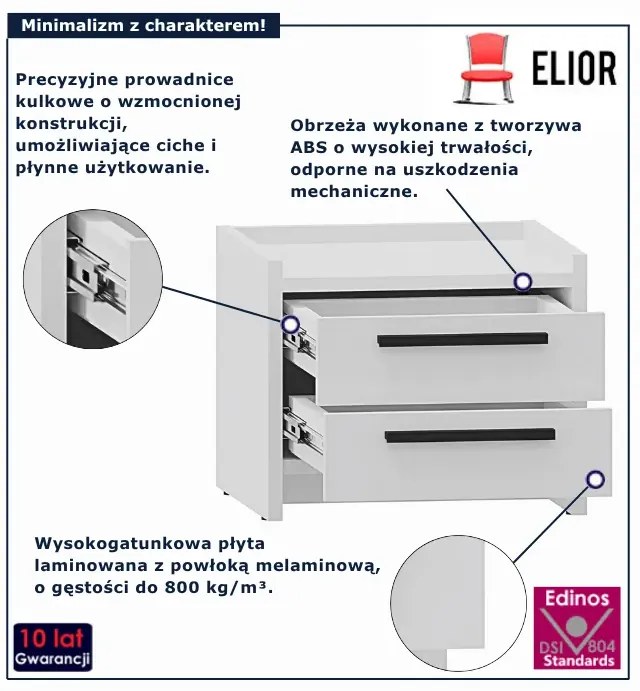 Biała szafka nocna z szufladami - D0-A91
