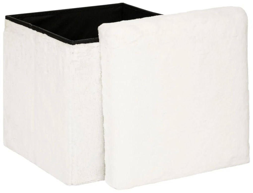 Pufa ze schowkiem Ezzio, materiał z efektem boucle, wys. 38 cm