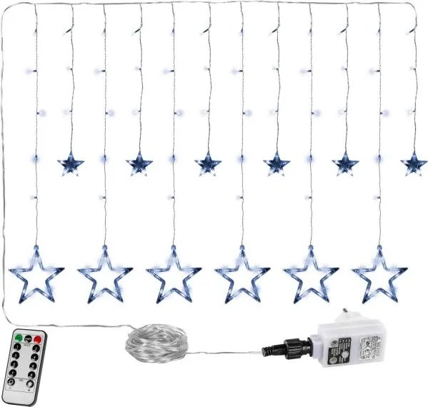 Dekoracja świąteczna - świecące gwiazdki, 150LED, zimna biel