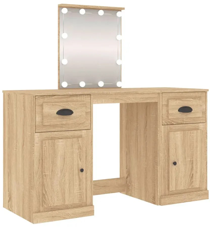 Duża toaletka do makijażu podświetlana dąb sonoma E1-N55