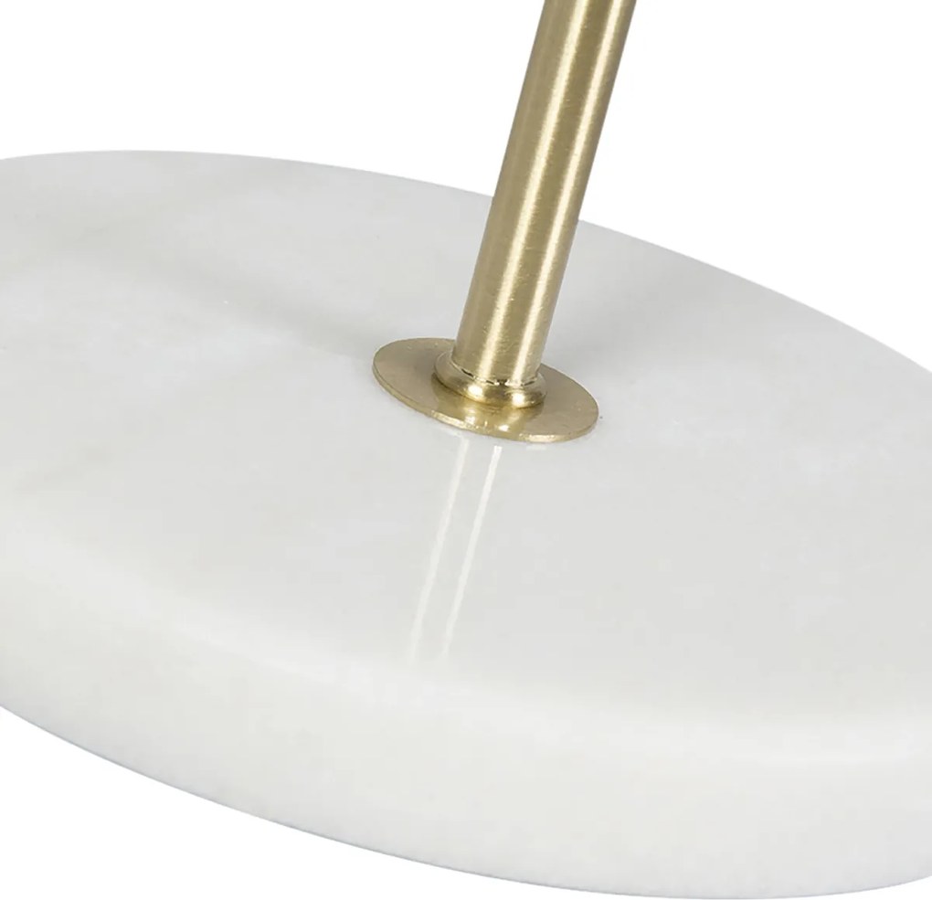 Lampa stołowa mosiężna z aksamitnym abażurem zielonym 35 cm - Kaso