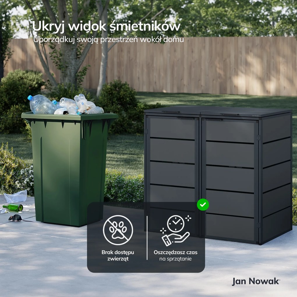 Zabudowa śmietnikowa 240L dwukomorowa, antracyt
