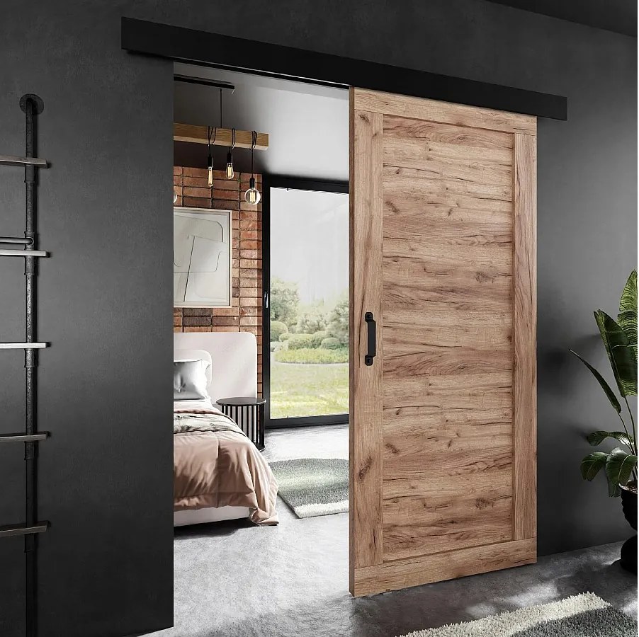 Drzwi przesuwne PALADIO 1 z maskownicą dąb craft złoty 106 cm