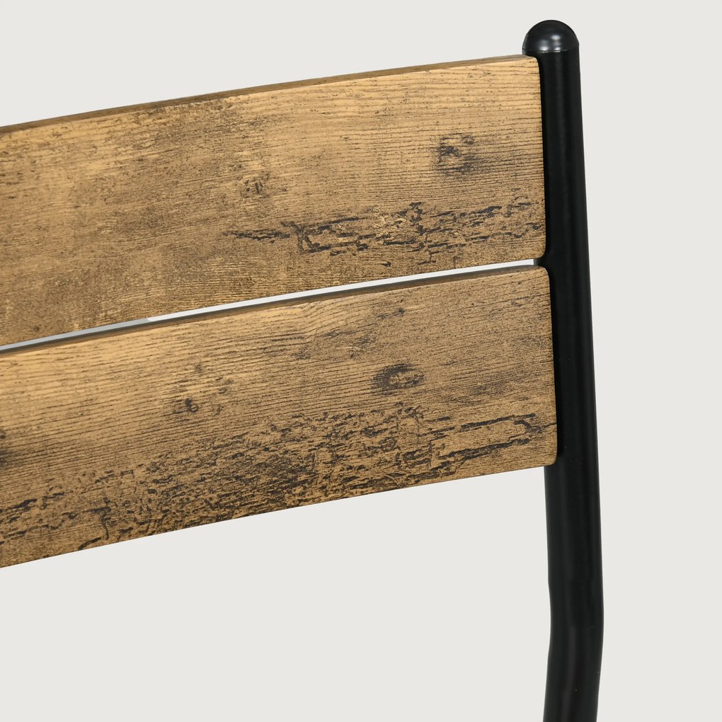 HOMCOM Zestaw Stołowy 3-częściowy, Stolik i 2 Krzesła, MDF+Metal, Brązowy