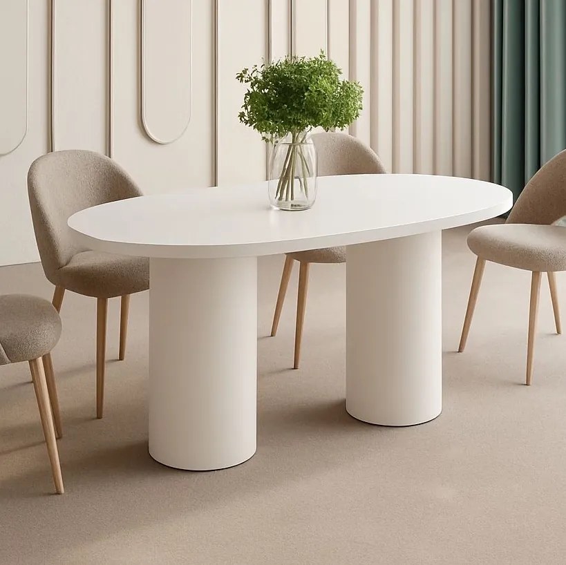 Owalny stół Roseto biały mat Hubertus