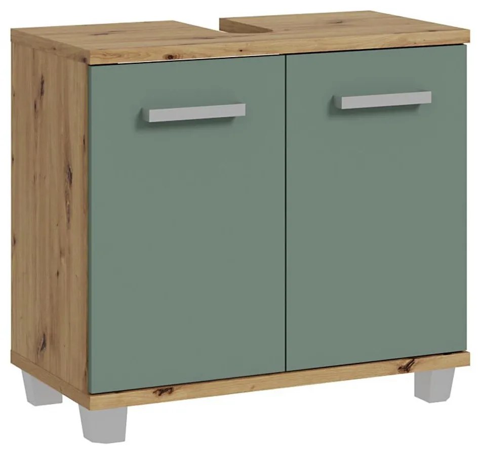 Szafka łazienkowa VENOM zielona/dąb artisan