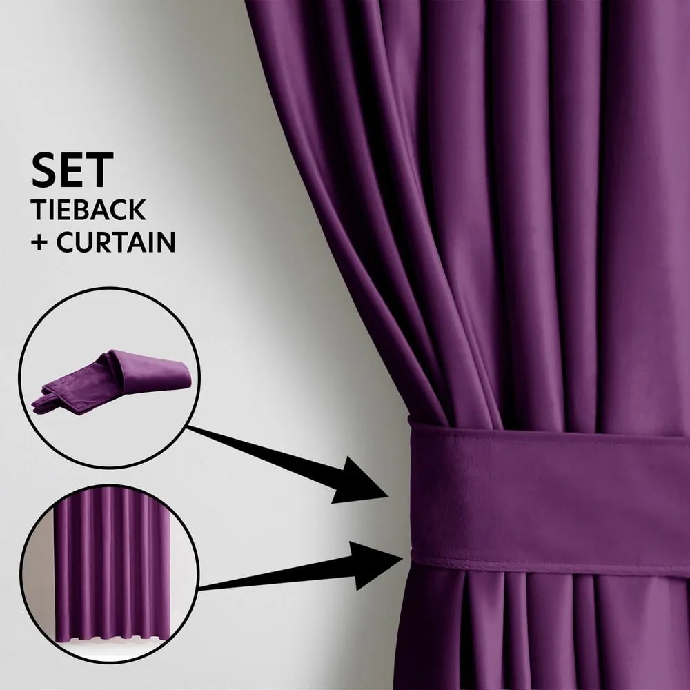 Fioletowa aksamitna zasłona częściowo zaciemniająca (dimout) 140x270 cm Eyelets – Restilo